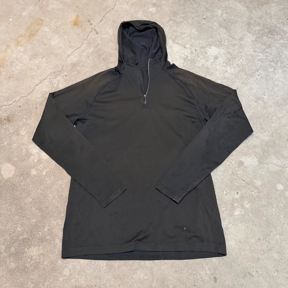 Lululemon Metal Vent Tech Hoodie Men Large Black 1/2 Zip Long Sleeve Pullover